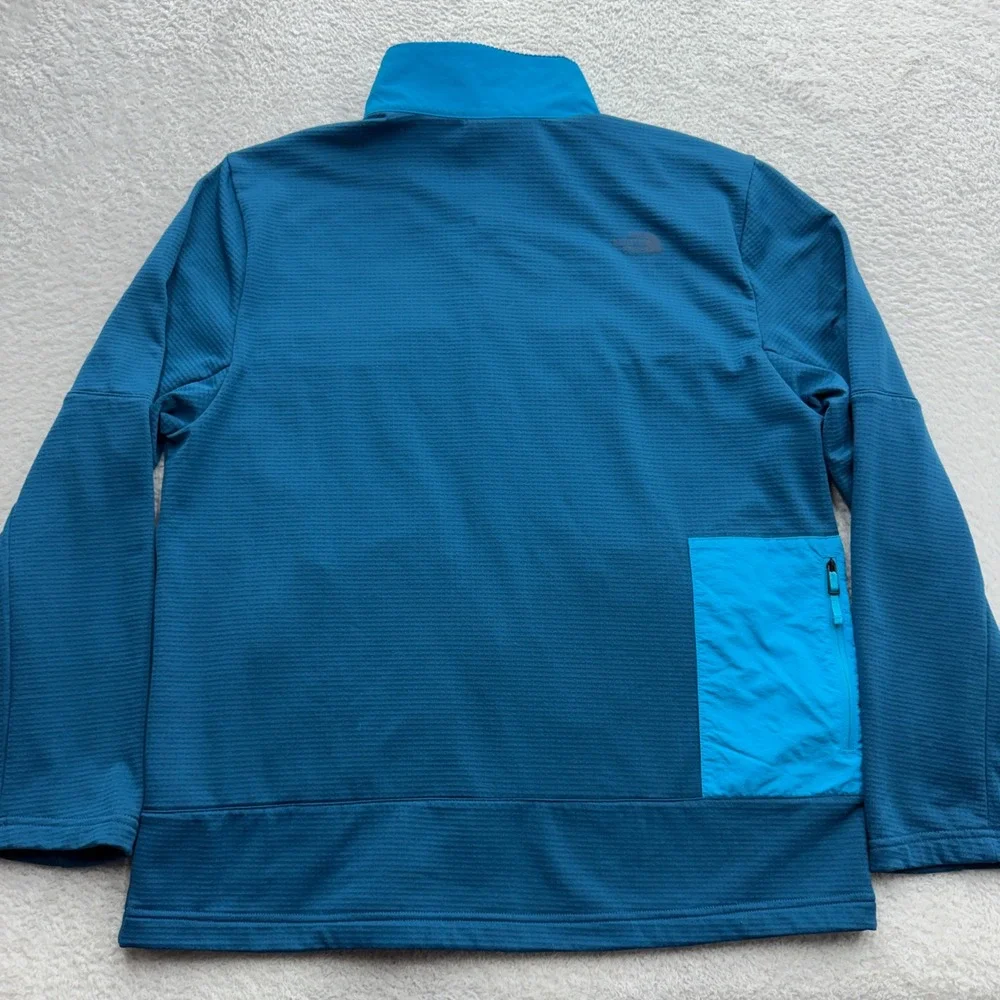 The‎ North Face Mens Large Blue Grid Fleece Full Zip Jacket Mock Neck Hiking L